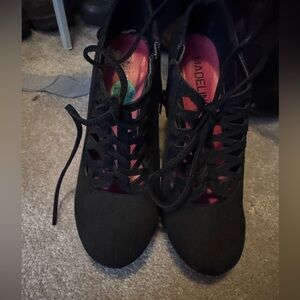 Madeline Black Lace Up Boots with Sporty Design